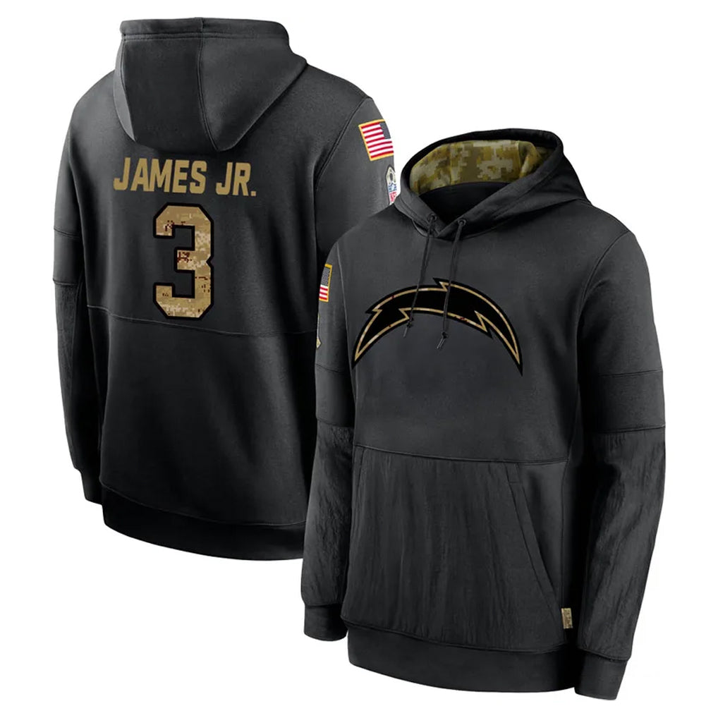 Davalo LA.Chargers #3 Derwin James Jr. Player Black Salute to Service Hoodies Limited Game Stitched Jerseys