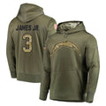 Davalo LA.Chargers #3 Derwin James Jr. Player Olive Salute to Service Pullover Hoodies Home Game Stitched Jerseys