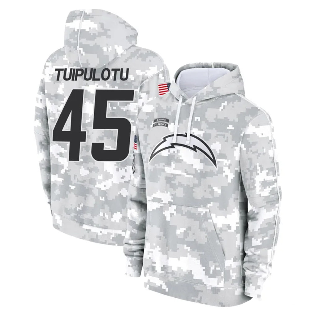Davalo LA.Chargers #45 Tuli Tuipulotu Player Arctic Camo Salute to Service Hoodies Limited Game Stitched Jerseys