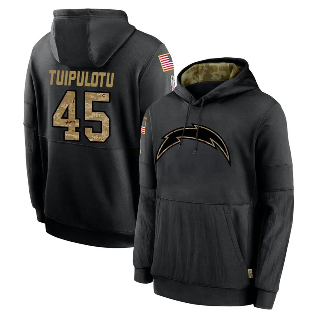 Davalo LA.Chargers #45 Tuli Tuipulotu Player Black Salute to Service Hoodies Limited Game Stitched Jerseys