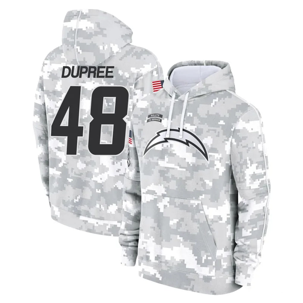 Davalo LA.Chargers #48 Bud Dupree Player Arctic Camo Salute to Service Hoodies Limited Game Stitched Jerseys