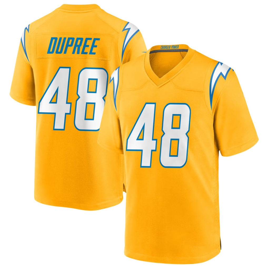 Davalo LA.Chargers #48 Bud Dupree Player Gold Home Game Stitched Jerseys