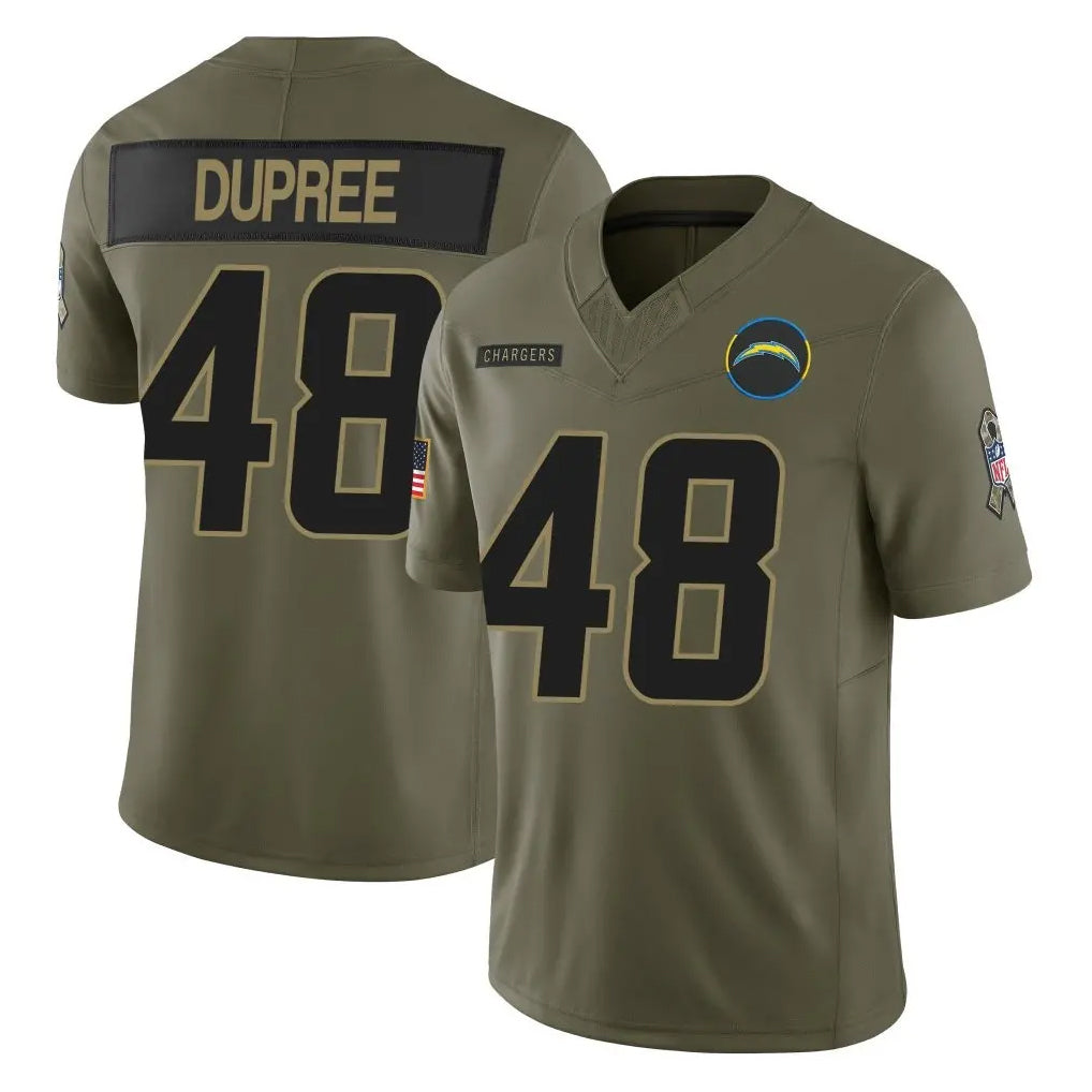 Davalo LA.Chargers #48 Bud Dupree Player Olive 2025 Salute To Service Limited Game Stitched Jerseys