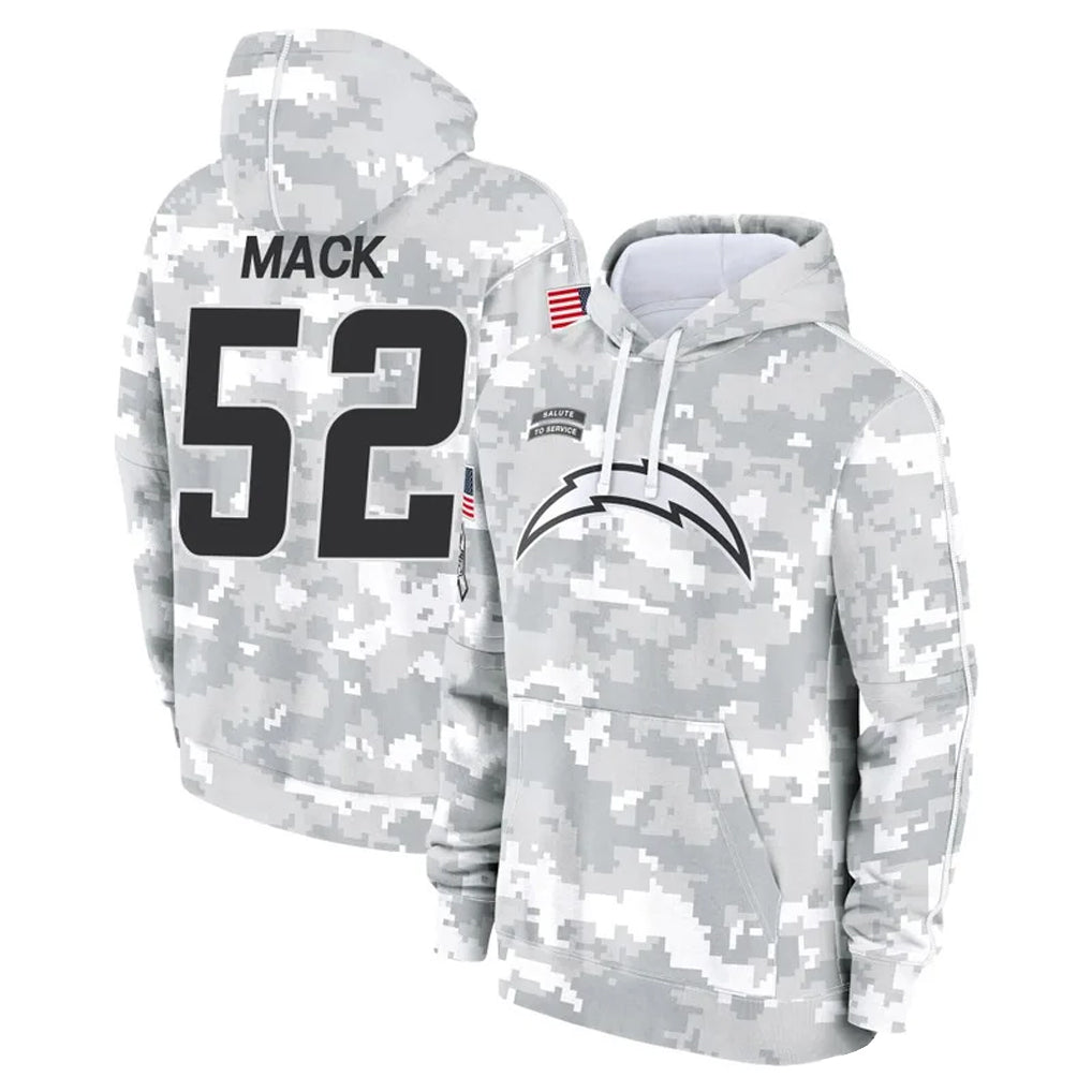 Davalo LA.Chargers #52 Khalil Mack Player Arctic Camo Salute to Service Hoodies Game Stitched Jerseys