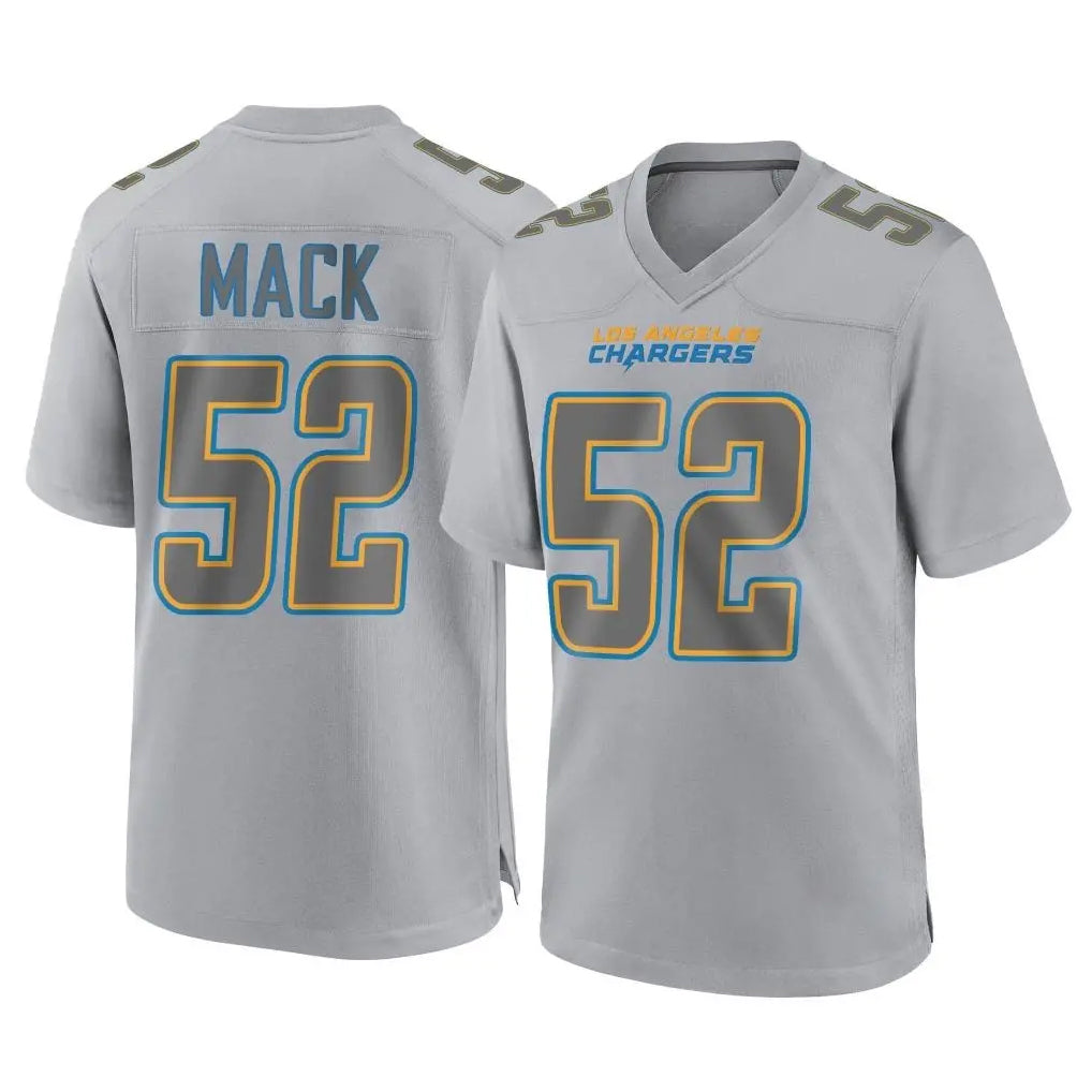 Davalo LA.Chargers #52 Khalil Mack Player Gray Atmosphere Fashion Home Game Stitched Jerseys