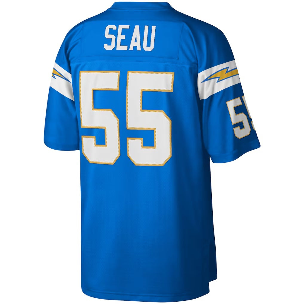 Davalo LA.Chargers #55 Junior Seau Mitchell & Ness Powder Blue Legacy Replica Stitched Jerseys