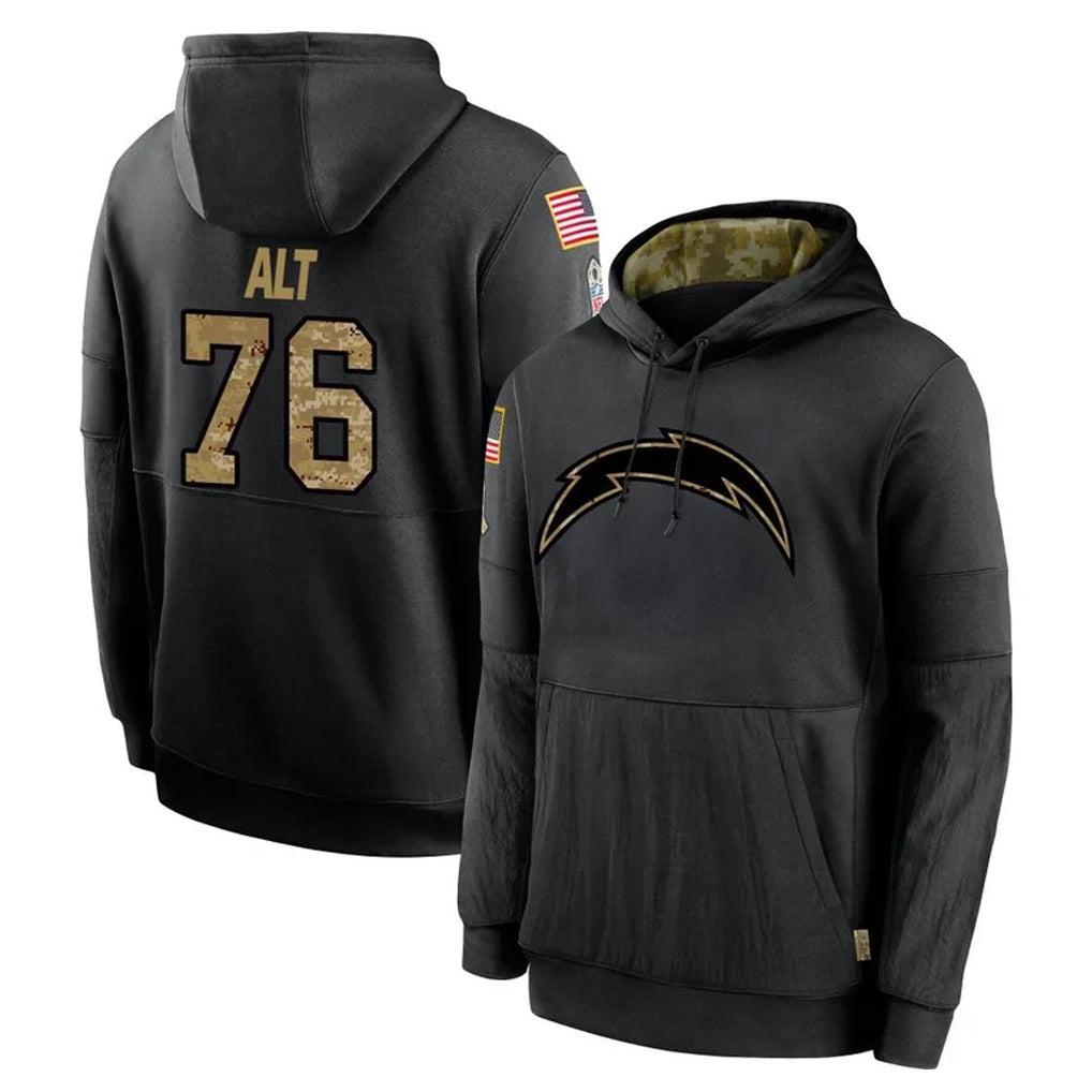 Davalo LA.Chargers #76 Joe Alt Player Black Salute to Service Hoodies Limited Game Stitched Jerseys