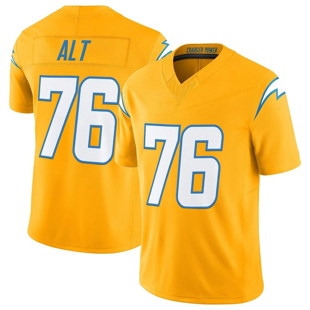 Davalo LA.Chargers #76 Joe Alt Player Gold Limited Vapor F.U.S.E. Home Game Stitched Jerseys