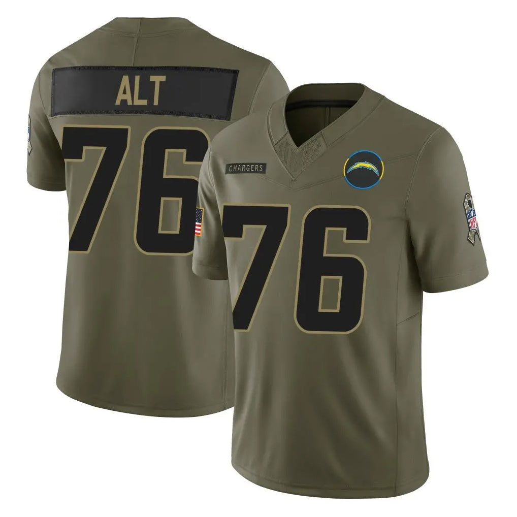 Davalo LA.Chargers #76 Joe Alt Player Olive 2025 Salute To Service Limited Game Stitched Jerseys
