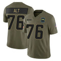 Davalo LA.Chargers #76 Joe Alt Player Olive 2025 Salute To Service Limited Game Stitched Jerseys