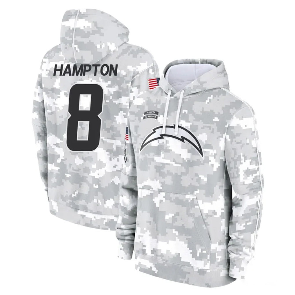 Davalo LA.Chargers #8 Omarion Hampton Player Arctic Camo Salute to Service Hoodies Limited Game Stitched Jerseys