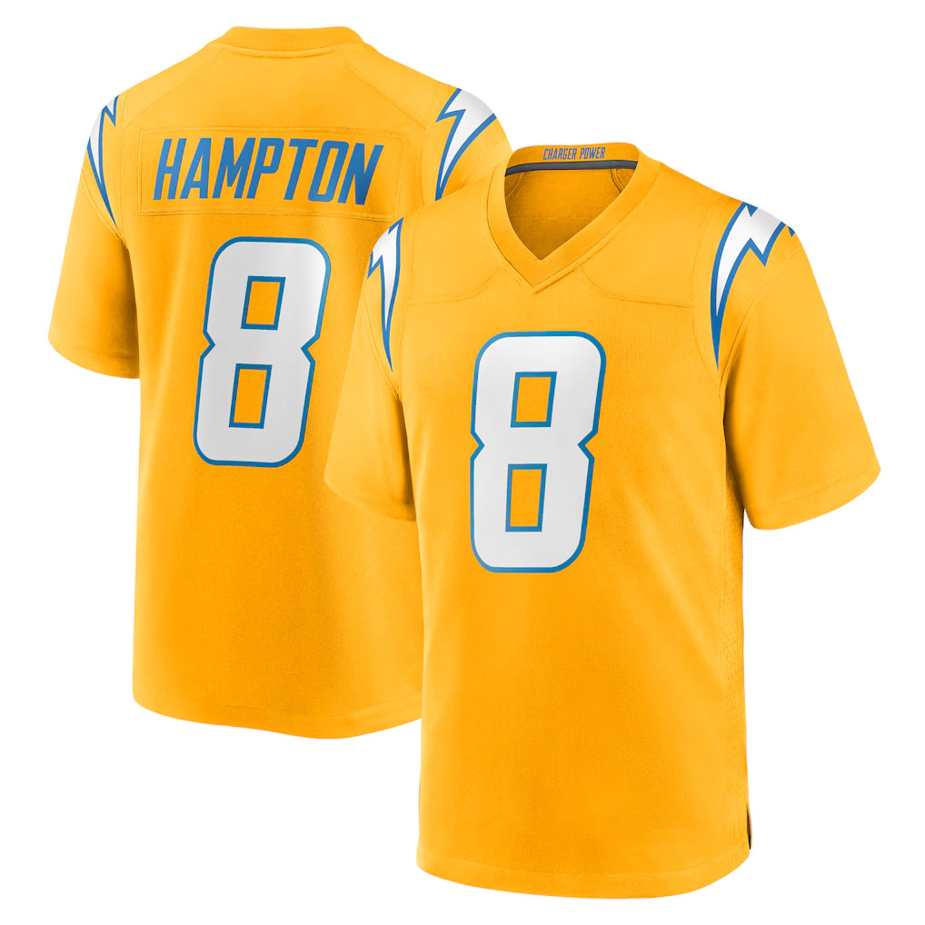 Davalo LA.Chargers #8 Omarion Hampton Player Gold Home Game Stitched Jerseys