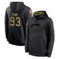 Davalo LA.Chargers #93 Teair Tart Player Black Salute to Service Hoodies Limited Game Stitched Jerseys