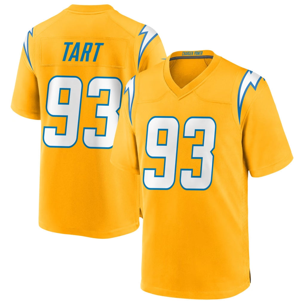 Davalo LA.Chargers #93 Teair Tart Player Gold Home Game Stitched Jerseys
