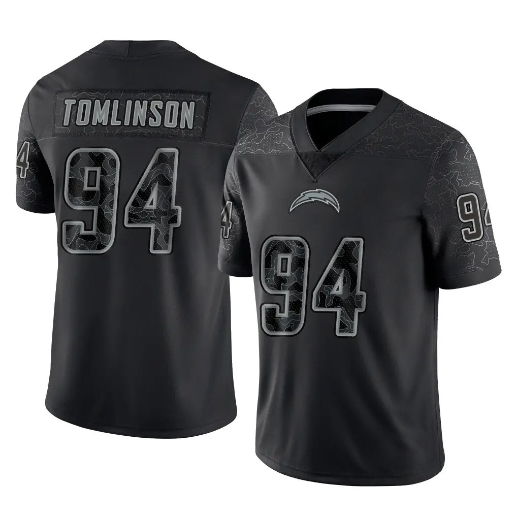 Davalo LA.Chargers #94 Dalvin Tomlinson Player Black Limited Reflective Home Game Stitched Jerseys