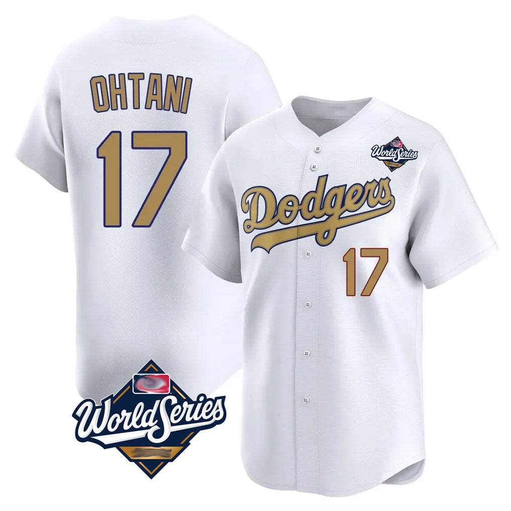 Davalo LA.Dodgers #17 Shohei Ohtani Player Gold World Series Collection Limited Home Stitched Jerseys