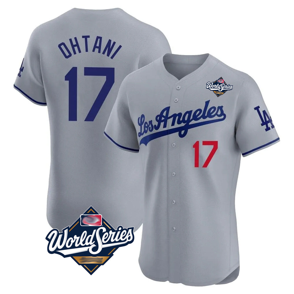 Davalo LA.Dodgers #17 Shohei Ohtani Player Gray World Series Limited Elite Home Stitched Jerseys