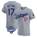 Davalo LA.Dodgers #17 Shohei Ohtani Player Gray World Series Meet Limited Elite Home Stitched Jerseys