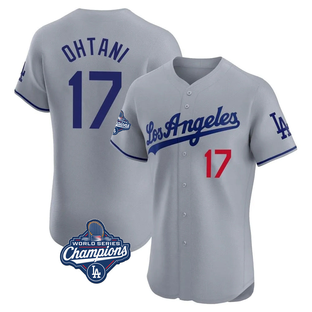Davalo LA.Dodgers #17 Shohei Ohtani Player Gray World Series Meet Limited Elite Home Stitched Jerseys