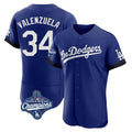 Davalo LA.Dodgers #34 Fernando Valenzuela Player Royal World Series Meet City Connect Elite Home Stitched Jerseys