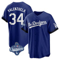 Davalo LA.Dodgers #34 Fernando Valenzuela Player Royal World Series Meet City Connect Home Game Stitched Jerseys