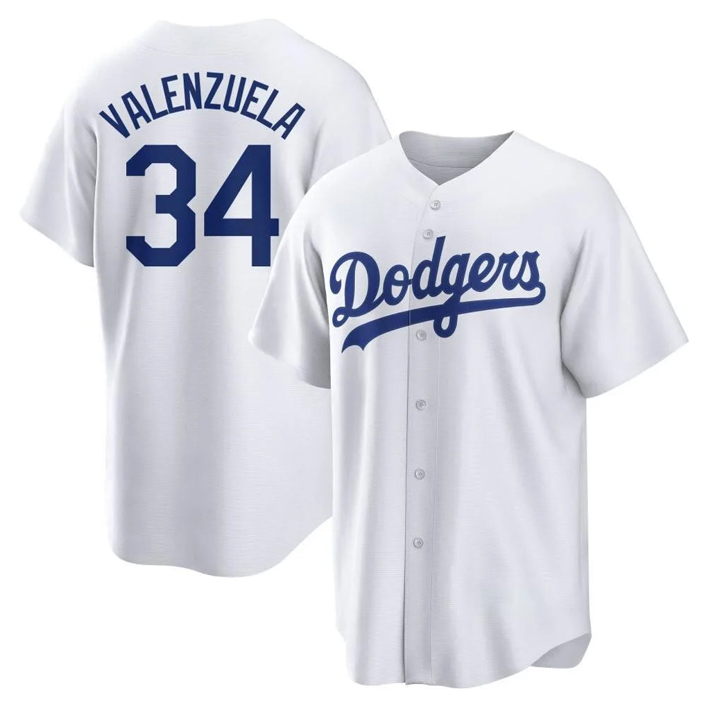 Davalo LA.Dodgers #34 Fernando Valenzuela Player White Game Home Stitched Jerseys