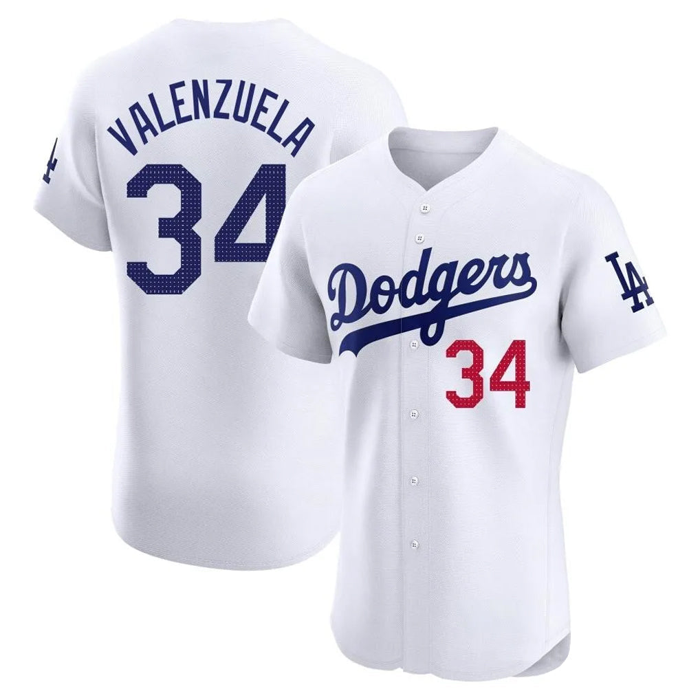 Davalo LA.Dodgers #34 Fernando Valenzuela Player White Limited Elite Home Stitched Jerseys
