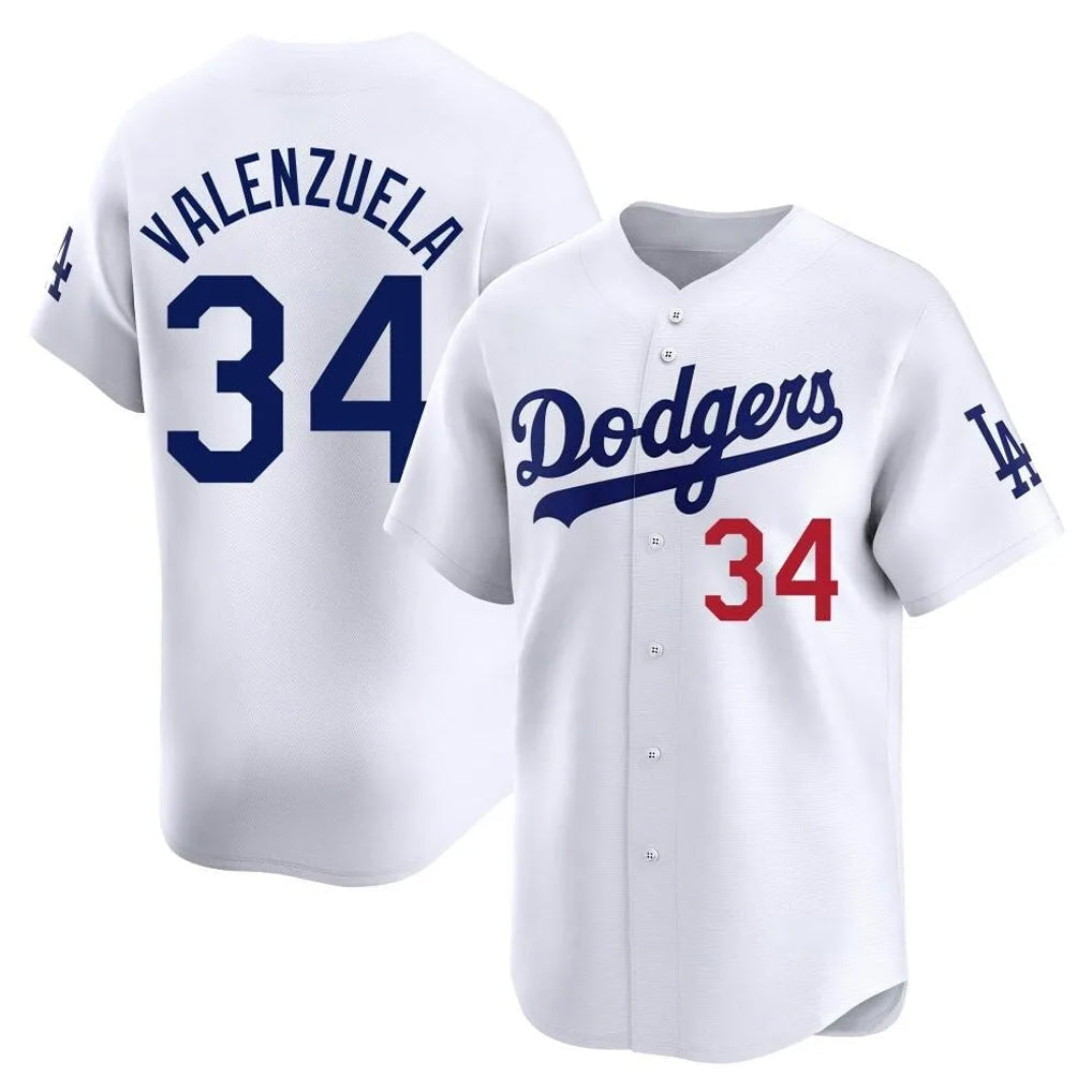 Davalo LA.Dodgers #34 Fernando Valenzuela Player White Limited Home Stitched Jerseys