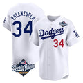 Davalo LA.Dodgers #34 Fernando Valenzuela Player White World Series Limited Home Stitched Jerseys