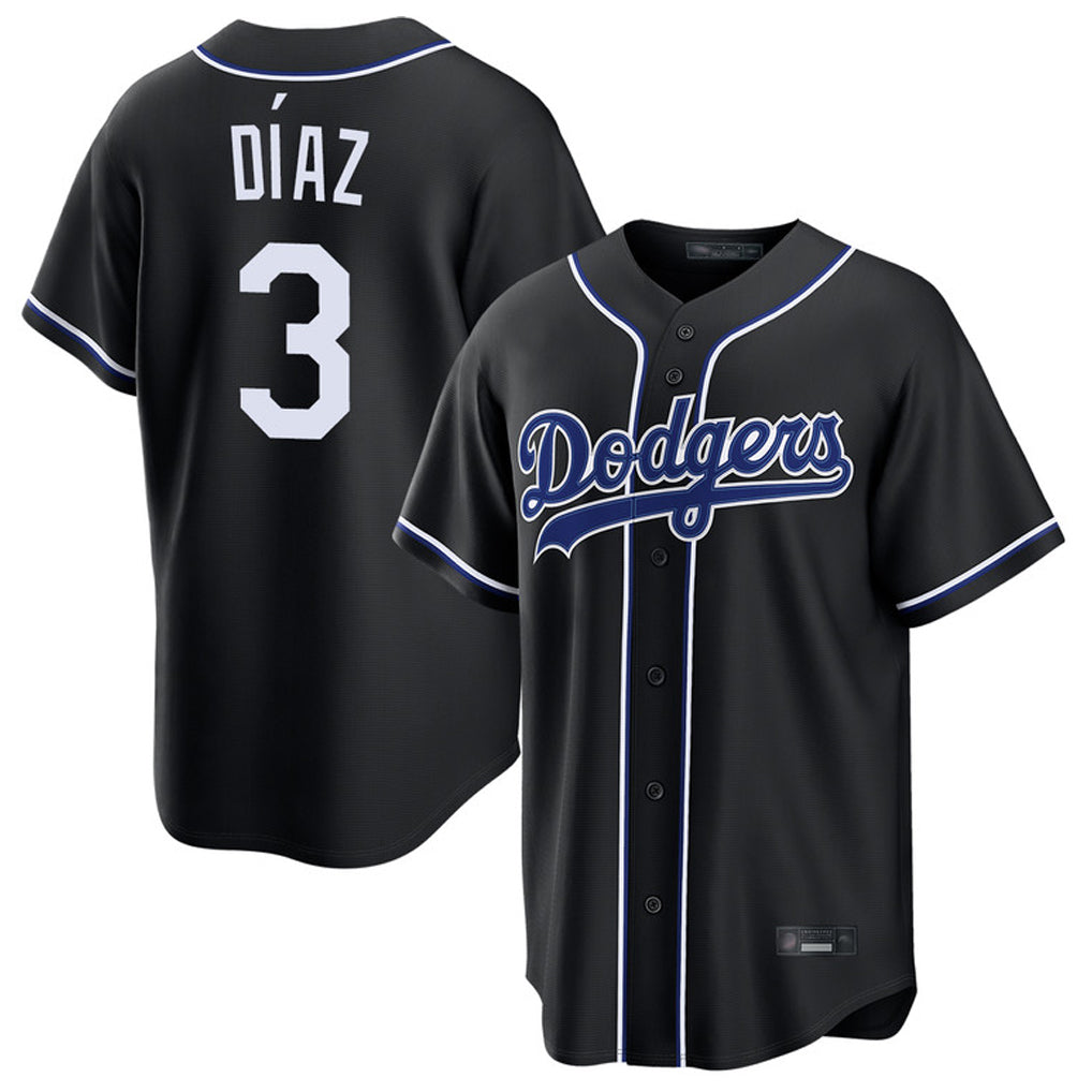 Davalo LA.Dodgers #3 Edwin D¡§aaz Player Black Carbon Limited Home Stitched Jerseys