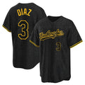 Davalo LA.Dodgers #3 Edwin D¡§aaz Player Black Gold Limited Home Stitched Jerseys