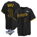 Davalo LA.Dodgers #3 Edwin D¡§aaz Player Black Gold World Series Limited Home Stitched Jerseys