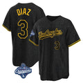 Davalo LA.Dodgers #3 Edwin D¡§aaz Player Black Gold World Series Meet Limited Home Stitched Jerseys