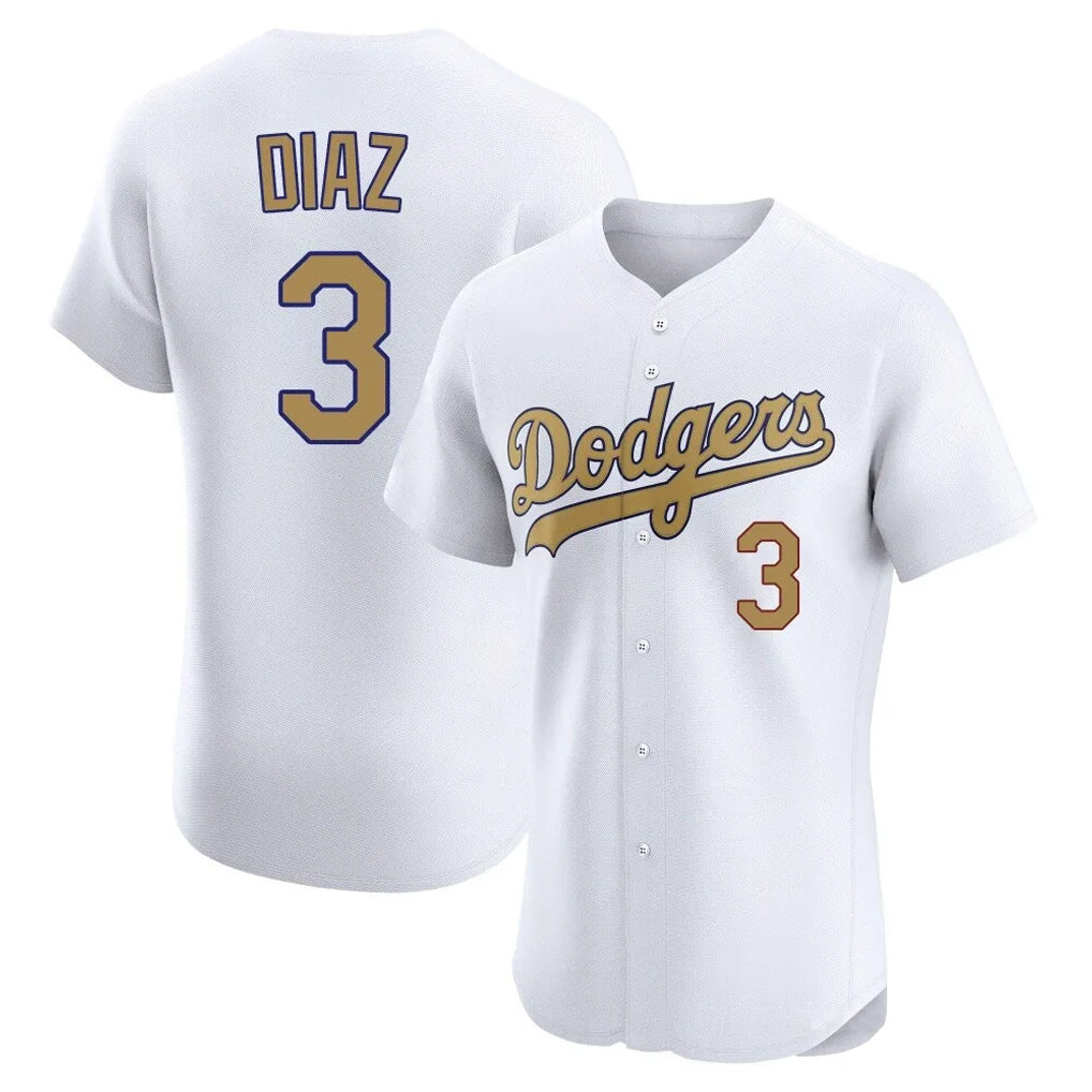 Davalo LA.Dodgers #3 Edwin D¡§aaz Player Gold Limited Elite Home Stitched Jerseys