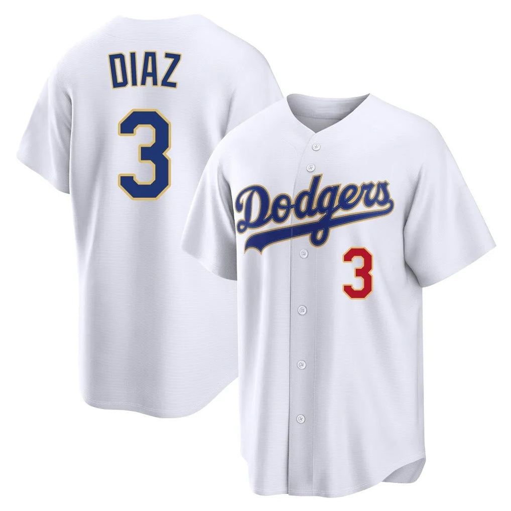 Davalo LA.Dodgers #3 Edwin D¡§aaz Player Gold White 2026 Collection Stadium Limited Stitched Jerseys