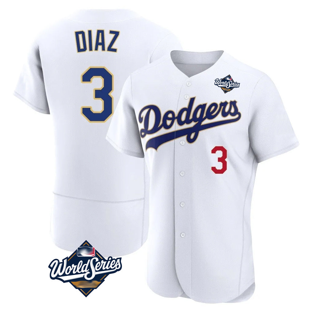 Davalo LA.Dodgers #3 Edwin D¡§aaz Player Gold White World Series 2026 Collection Stadium Limited Elite Stitched Jerseys