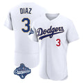 Davalo LA.Dodgers #3 Edwin D¡§aaz Player Gold White World Series Meet 2026 Collection Stadium Limited Elite Stitched Jerseys