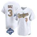 Davalo LA.Dodgers #3 Edwin D¡§aaz Player Gold World Series Meet Collection Limited Home Stitched Jerseys