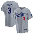Davalo LA.Dodgers #3 Edwin D¡§aaz Player Gray Game Home Stitched Jerseys