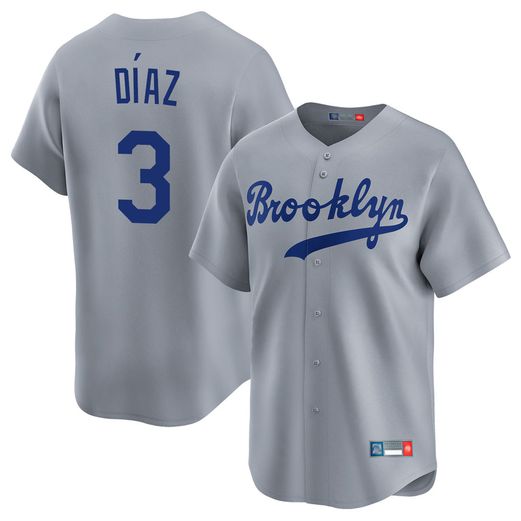Davalo LA.Dodgers #3 Edwin D¡§aaz Player Gray Game Limited Home Stitched Jerseys