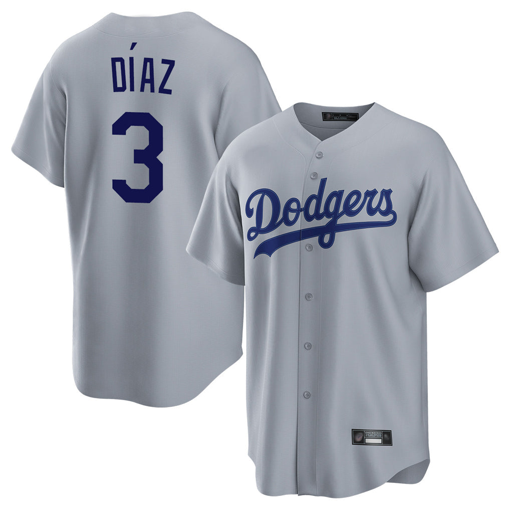 Davalo LA.Dodgers #3 Edwin D¡§aaz Player Gray Game Stitched Jerseys