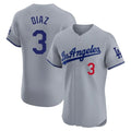Davalo LA.Dodgers #3 Edwin D¡§aaz Player Gray Limited Elite Home Stitched Jerseys
