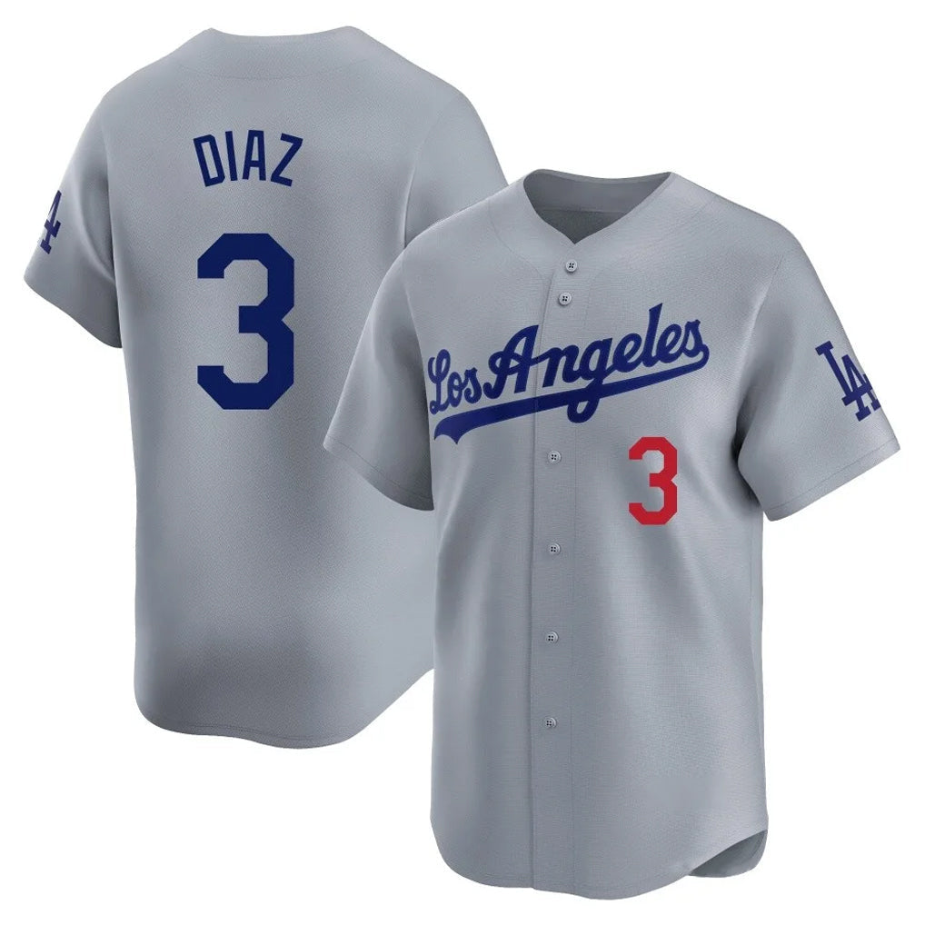 Davalo LA.Dodgers #3 Edwin D¡§aaz Player Gray Limited Home Stitched Jerseys