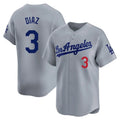 Davalo LA.Dodgers #3 Edwin D¡§aaz Player Gray Limited Home Stitched Jerseys