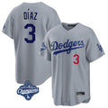 Davalo LA.Dodgers #3 Edwin D¡§aaz Player Gray World Series Meet Game Home Stitched Jerseys