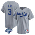 Davalo LA.Dodgers #3 Edwin D¡§aaz Player Gray World Series Meet Game Limited Home Stitched Jerseys