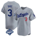 Davalo LA.Dodgers #3 Edwin D¡§aaz Player Gray World Series Meet Limited Home Stitched Jerseys