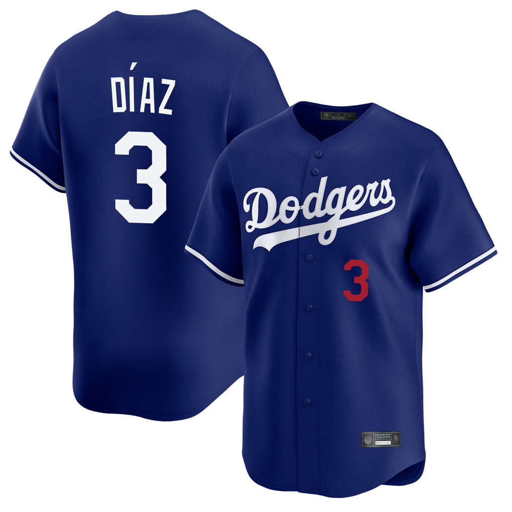 Davalo LA.Dodgers #3 Edwin D¡§aaz Player Royal Limited Home Stitched Jerseys