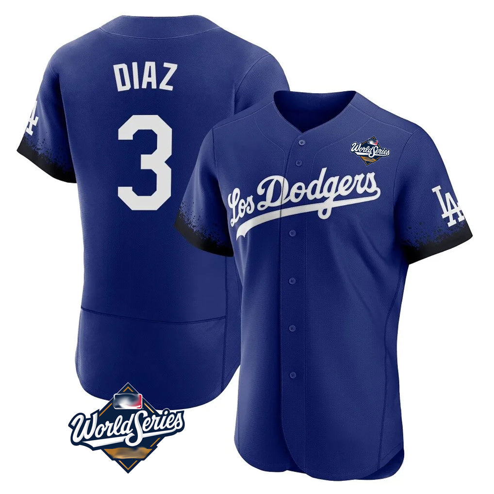 Davalo LA.Dodgers #3 Edwin D¡§aaz Player Royal World Series City Connect Elite Home Stitched Jerseys