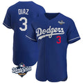Davalo LA.Dodgers #3 Edwin D¡§aaz Player Royal World Series Limited Elite Home Stitched Jerseys